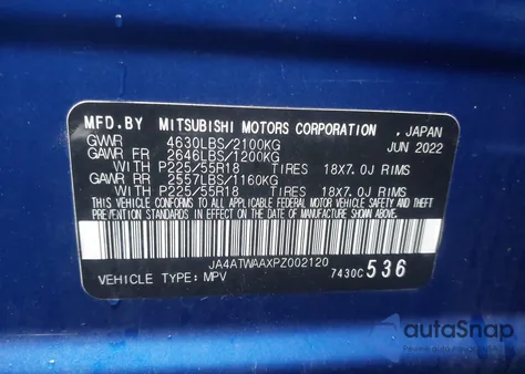 2023 Mitsubishi Eclipse Cross Se S-Awc/Sel S-Awc из США, поврежденный, VIN JA4ATWAAXPZ002120